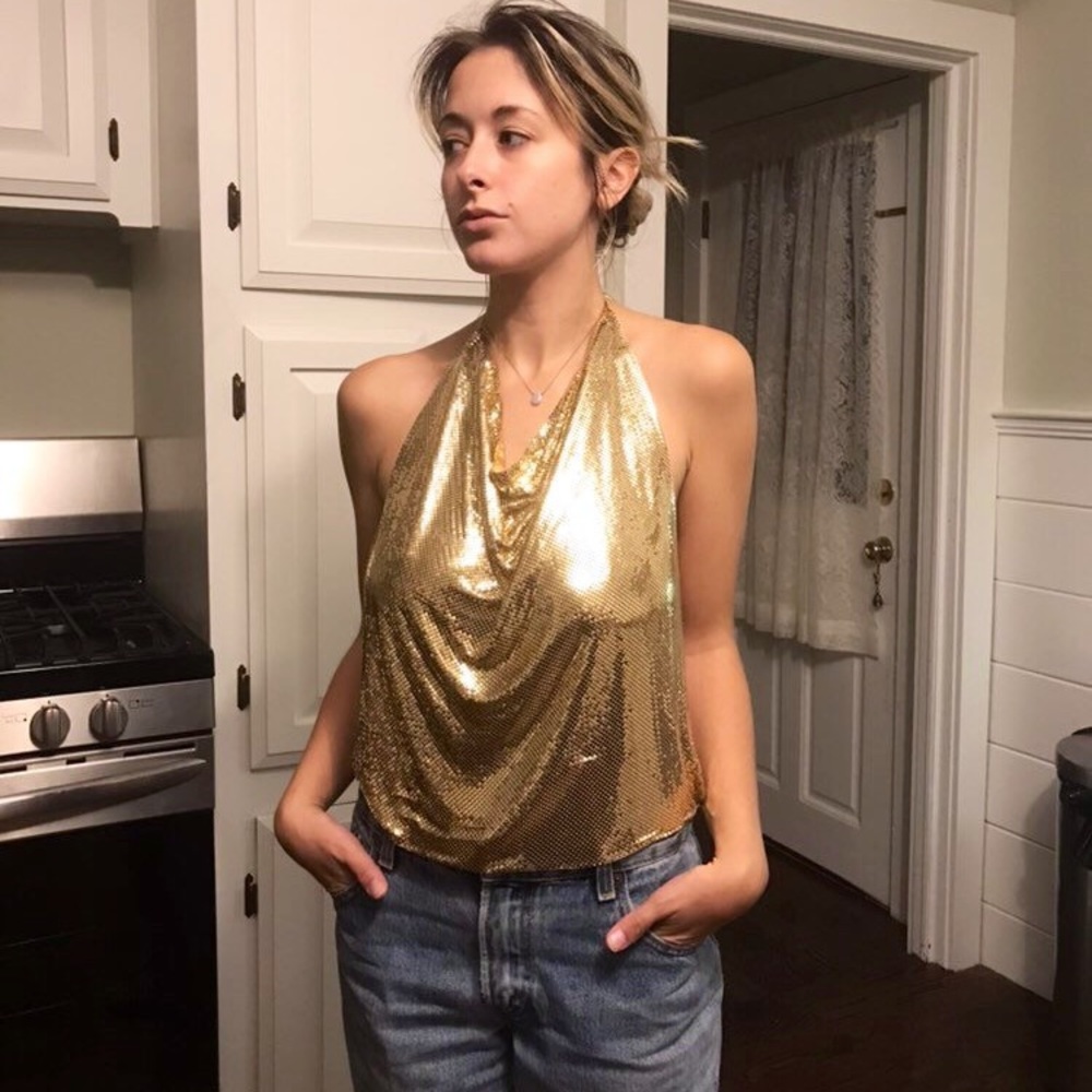 Anthony Ferrara Whiting &Davis Gold Mesh Halter